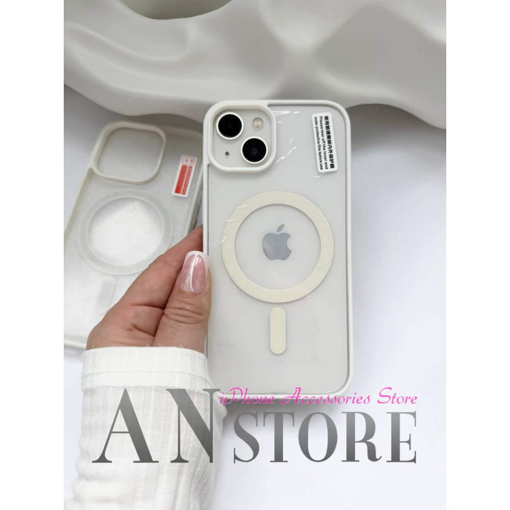 Білий MagSafe чохол на айфон 13 оригінальний прозорий 